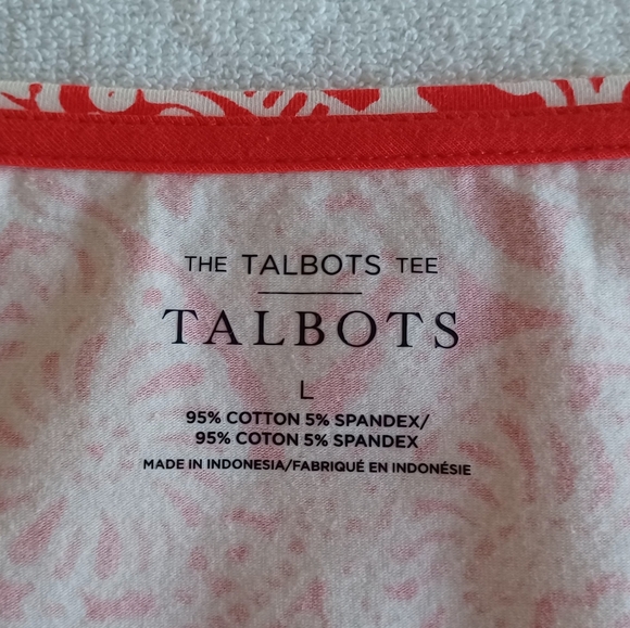 NWT Talbots Cotton Bateau Neck Tee - Paisley Scroll, Size L - Picture 15 of 16